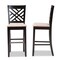Baxton Studio Jason Sand Upholstered and Espresso Wood 2-Piece Bar Stool Set 167-10850 - alternate 2